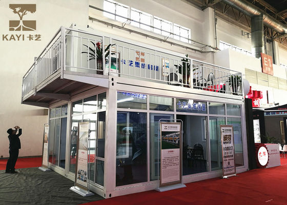 Cina Dua Kisah Rumah Kontainer Prefabrikasi Bahan Wool Glass Dengan Double-Glazing pemasok