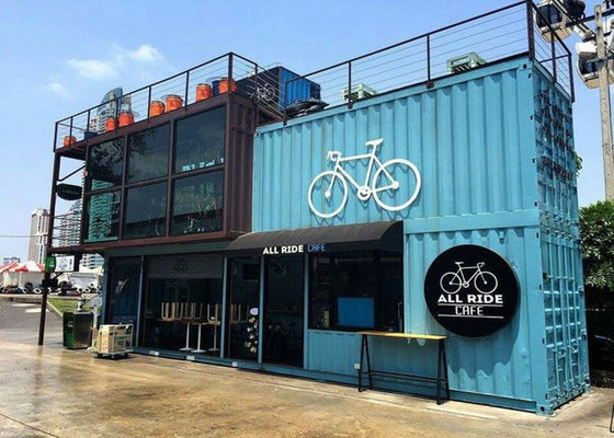 Cina Blue Color Commercial Metal Building Kits Perakitan Fleksibel Untuk Coffee Shop / Cafe pabrik