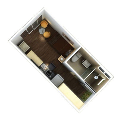 Rumah Prefab 2 Kamar Tidur Kontainer Rumah mewah 20 FT Kontainer Rumah Dengan Toilet Kontainer Kapal Prefab