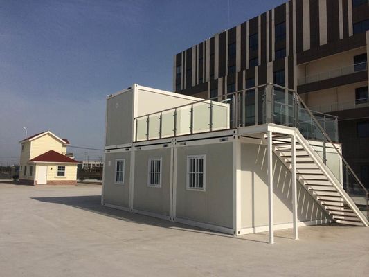 Prefab Flat Pack Container House Rock Wool Insulation Rumah Panel Sandwich