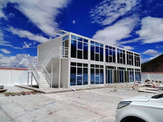 Mudah perakitan dan pemisahan Rumah Prefab dengan dinding kaca terisolasi Kontainer Kantor untuk tambang Situs konstruksi