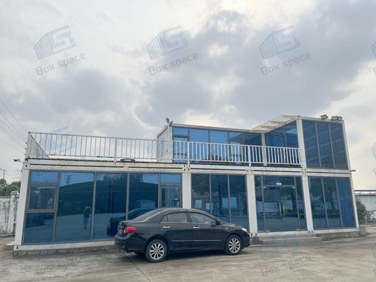 Kantor Kontainer Kantor Kontainer Pengiriman Dua Lantai Kantor Dengan Tirai Kaca Untuk Situs Pembangunan Sementara