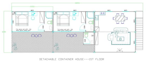 Rumah Kontainer Customized Rumah Prefabrikasi Baja Dengan 3 Kamar Tidur Sebagai Villa Pantai Dan Resor