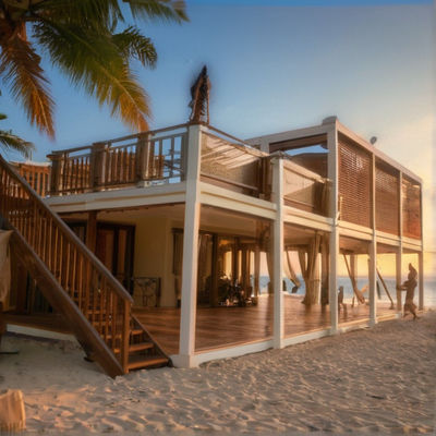 BOX SPACE 20FT Rumah Portable Modular Di Pantai Rumah Kontainer Prebuilt Rumah Mobil Prefab dengan 2 kamar tidur