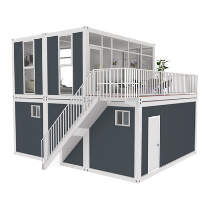 BOX SPACE 2 Lantai 40ft Container Pengiriman Rumah Dengan Garasi Mewah Modular Pengiriman Kontainer Rumah 2 Desain Tempat Tidur