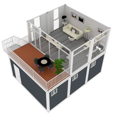 China Made Prefab Shipping Container Rumah Flat Pack Mobile Container Keluarga Living Home rumah prefab tahan topan