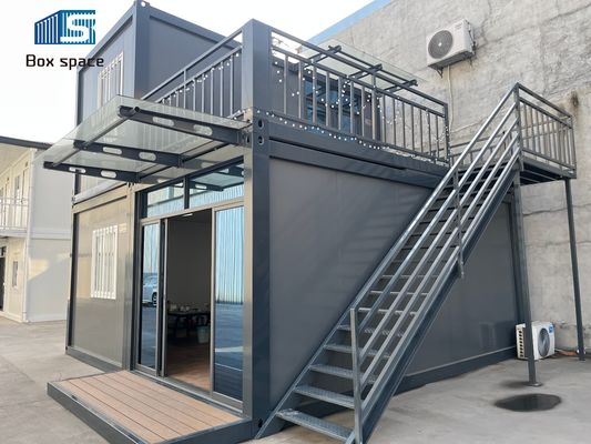 Boxspace 20ft Off-Grid Kontainer Rumah 2 Lantai Kontainer Pindah Kantor Rumah Prefab Ringan Untuk Sewa Apartemen